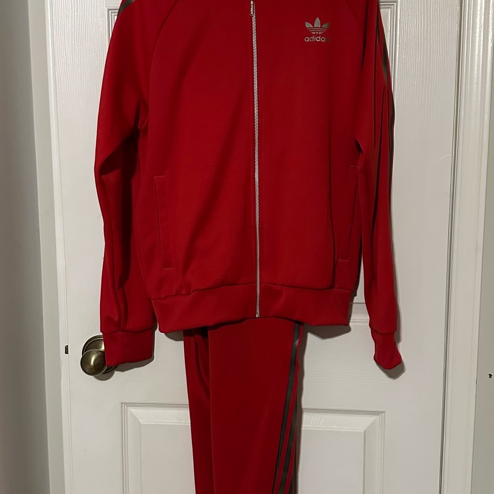 Adidas Red Tracksuit. Large